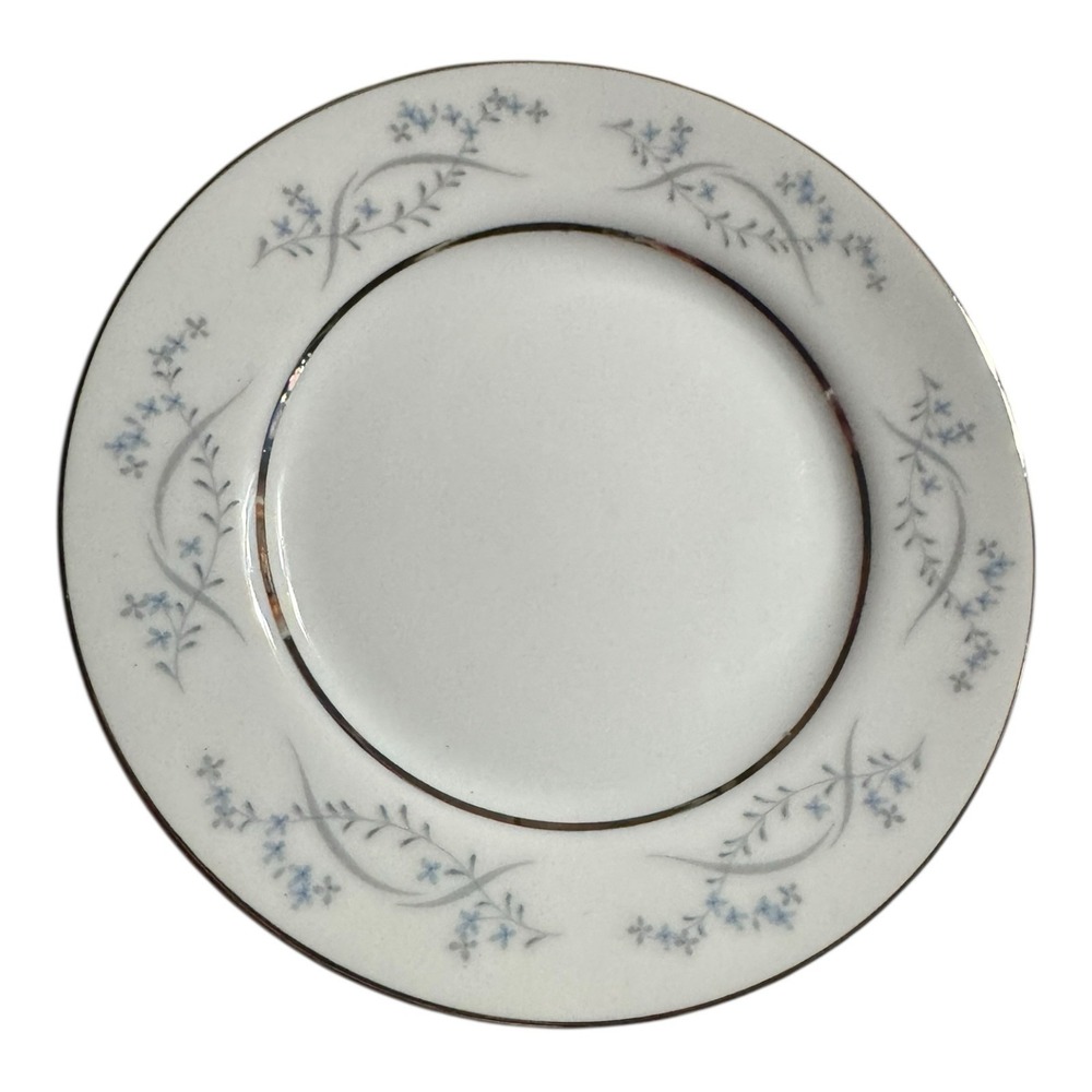 Counselor Fine China 1943 Symphony Japan 6 3/8" Bread Plate Blue Silver Floral